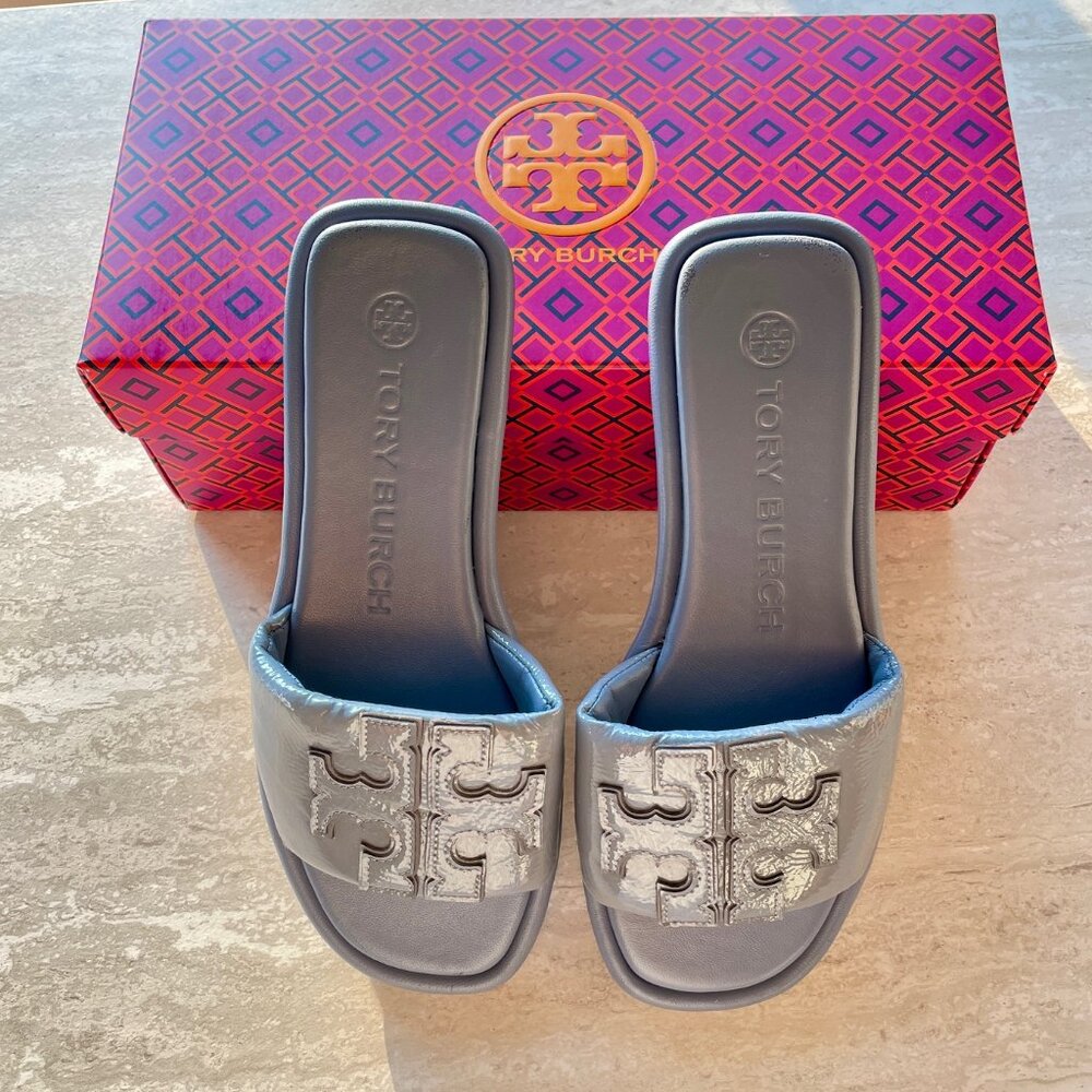 Tory Burch Double T Sport Slide Naplak – Spring Lotus – Size 6